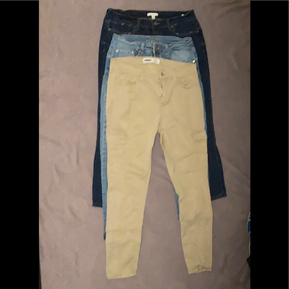Women’s size 12 regular, boyfriend jeans, skinny jeans, and skinny cargo khakis